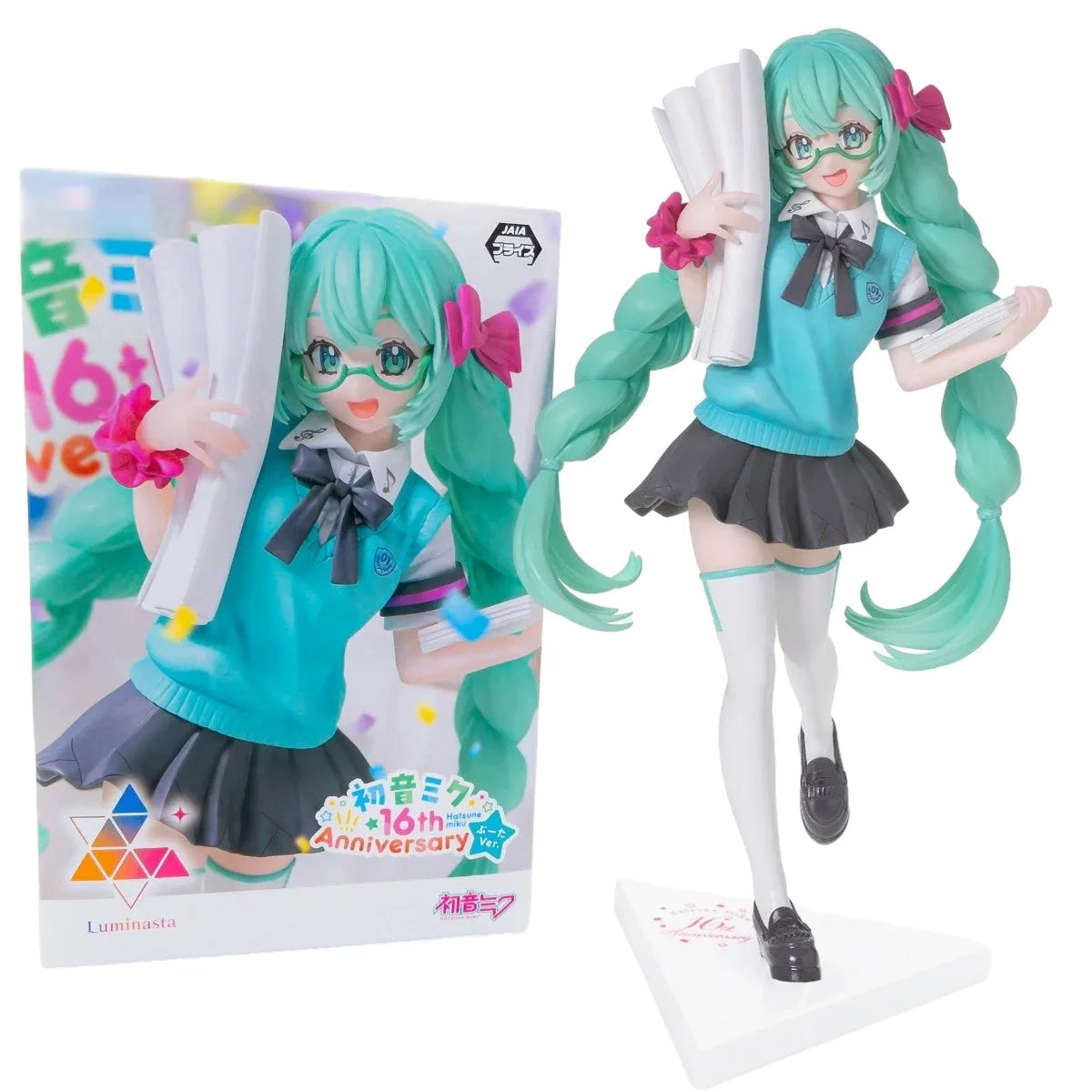 19CM Anime Hatsune Miku 16th Anniversary Commemorative School Uniform Luminasta Figure Action Figure Model Toys For Kids Gift