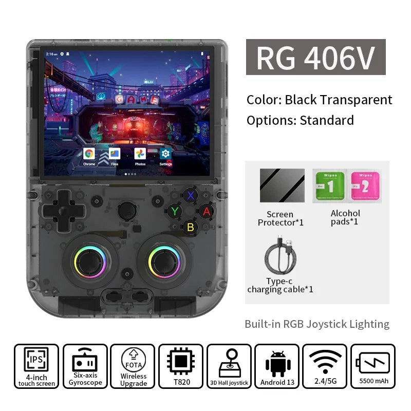 Anbernic RG 406V Retro Handheld Games Console 4" IPS Multi-touch Screen Android 5500mAh RG406V Video Gaming Player FOTA Update