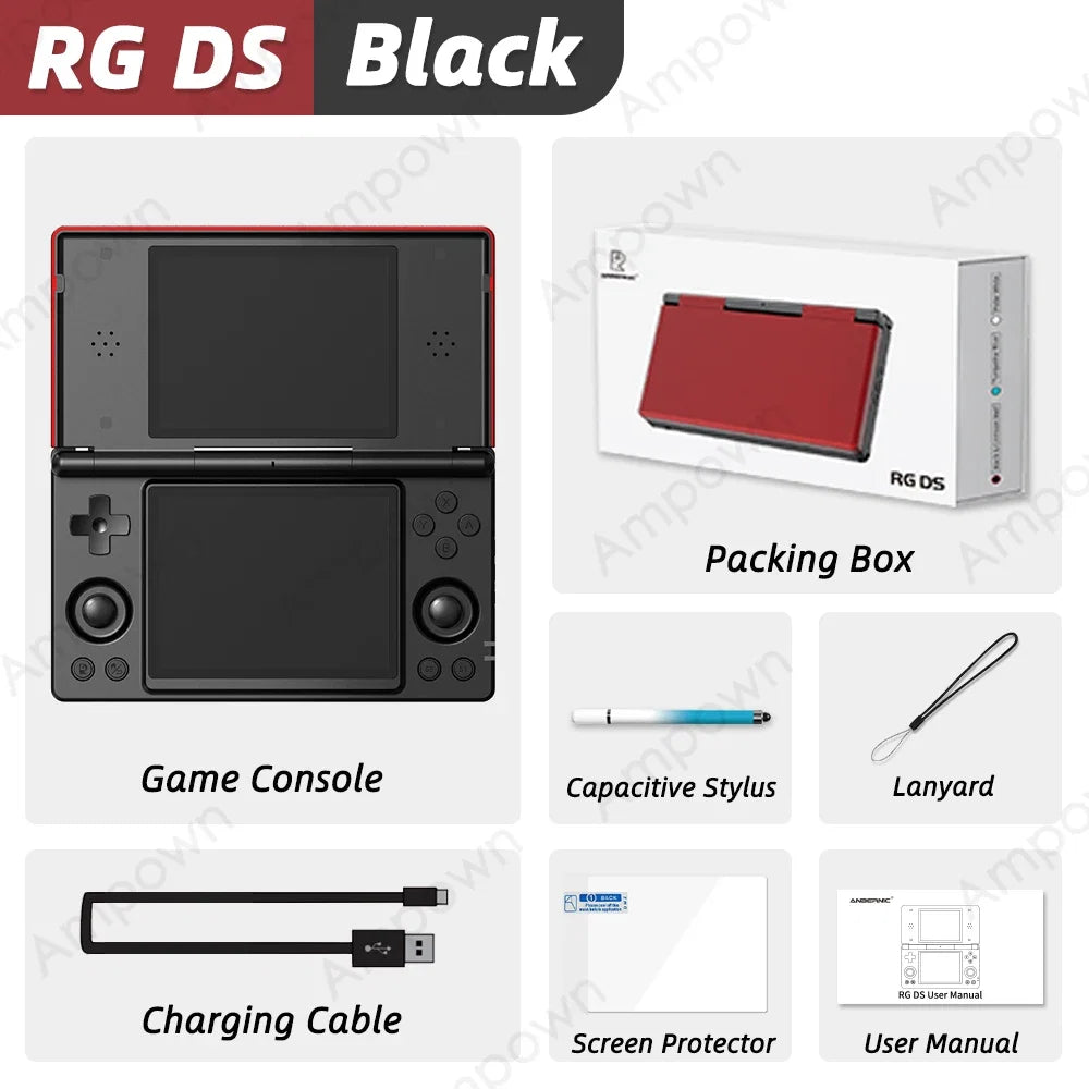 RG DS Handheld Game Console 4‘’ Dual IPS Touchscreen RK3568 Processor Android14 Hall Effect Magnetic Switch Fliptop Video Player
