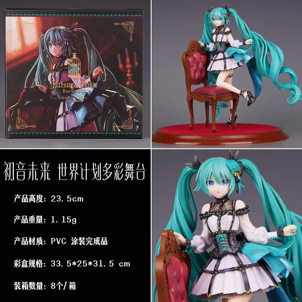 Hatsune Miku Stuhl PVC Figur World Plan Colorful Stage Schönes Mädchen Garage Kit Ornamente Modell Anime Statue Sammlergeschenk