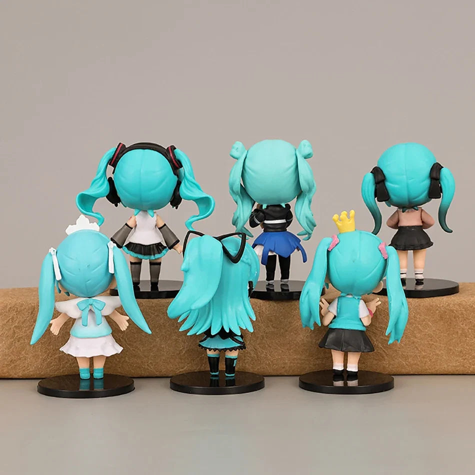 6Pcs/set New Anime Hatsune Miku Figure Mini Q Version Series Cinnamoroll Piapro Figure Ornaments Home Desk Decoration Model Toys