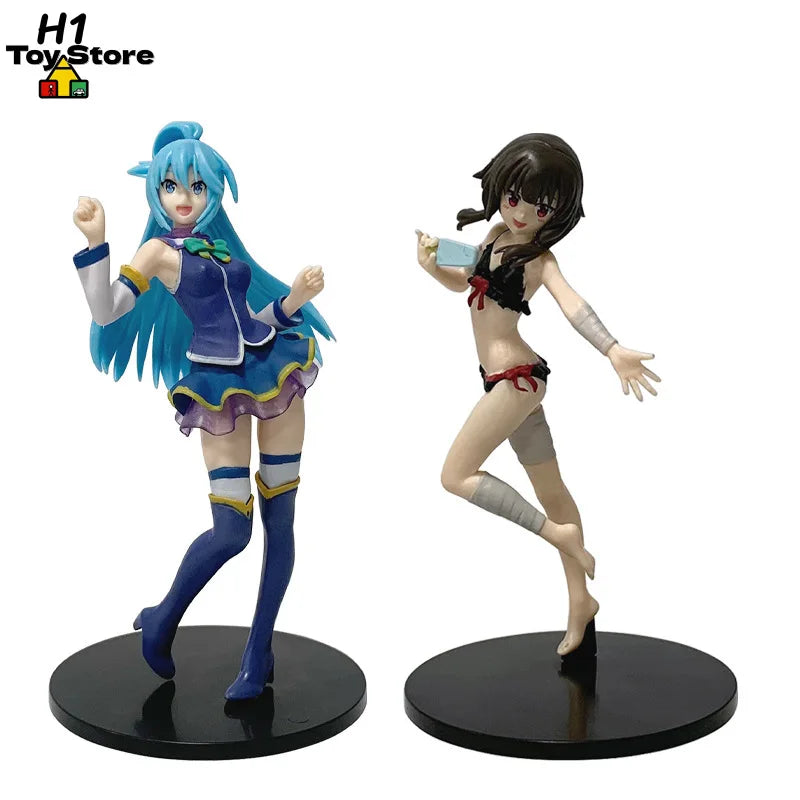 KonoSuba Anime Action Figure Water Goddess Aqua & Bikini Megumin Standing Pose PVC Anime Girl Collectible Display Model Fan Gift