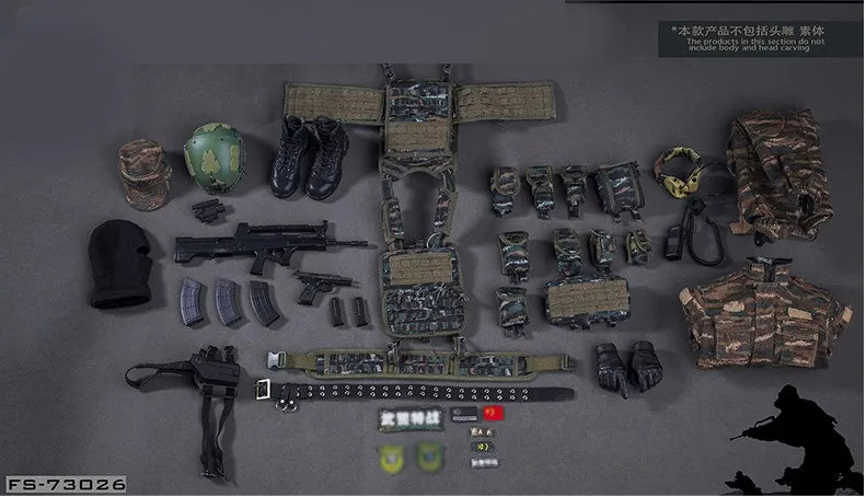 FLAGSET FS73026 1/6 Tactical Camouflage Suit Chinese Armed Police Special Forces Falcon Commando Suits 12" Action Figure Body