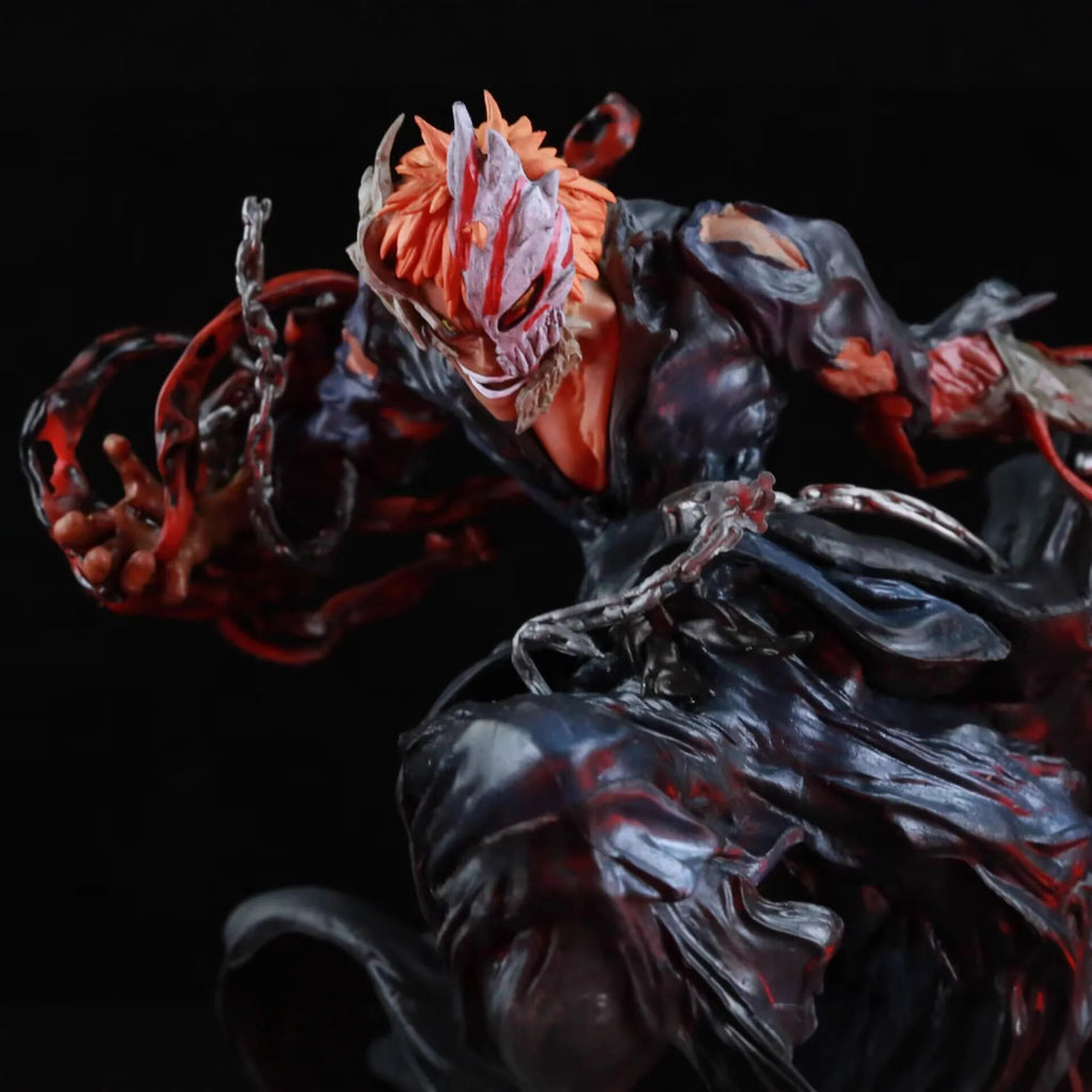 Bleach Anime Collectible Iron Curtain Ichigo Kurosaki Orange Hair Sword Man Statue Model Figure Desktop Decor Gift