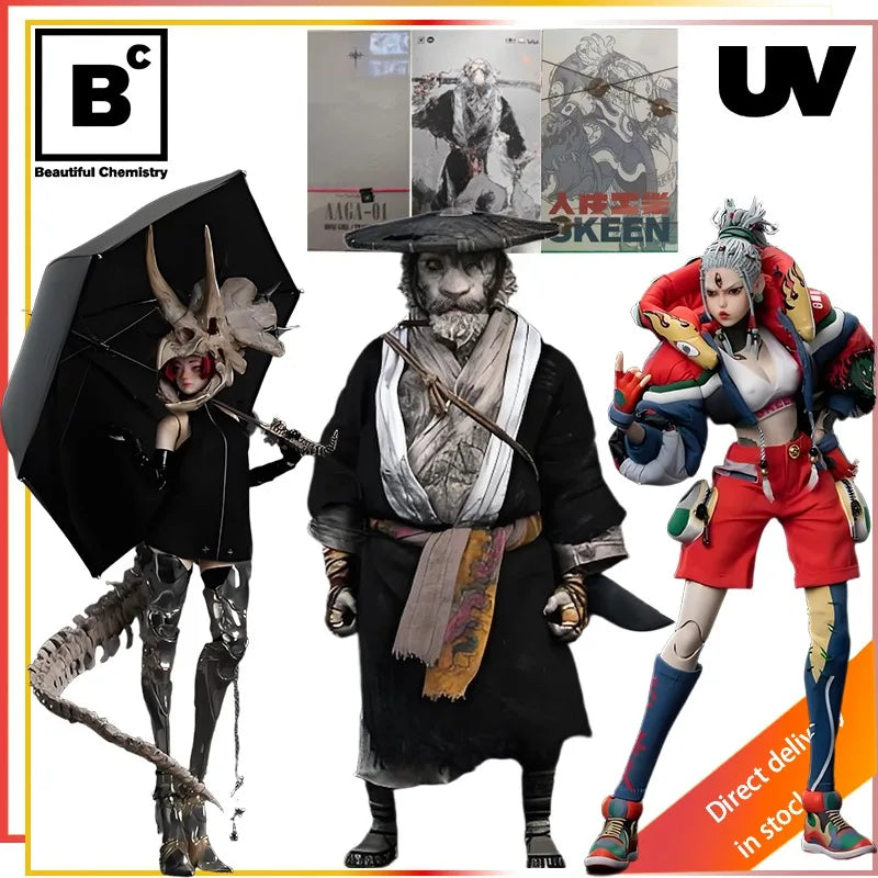 Beautiful Chemistry Original  Fierce Girls 1/6 Ratio Dinosaur Skull Cover Anime Figure Action Joint Mobility Figure Model Toys