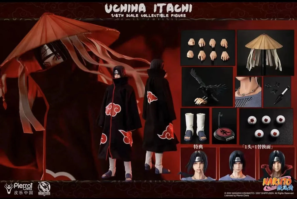 In Stock RocketToys ROC003 1/6 Scale 33cm Japanese Anime Ninja Warrior Uchiha ITACHI Action Figure Model for Fans Gifts
