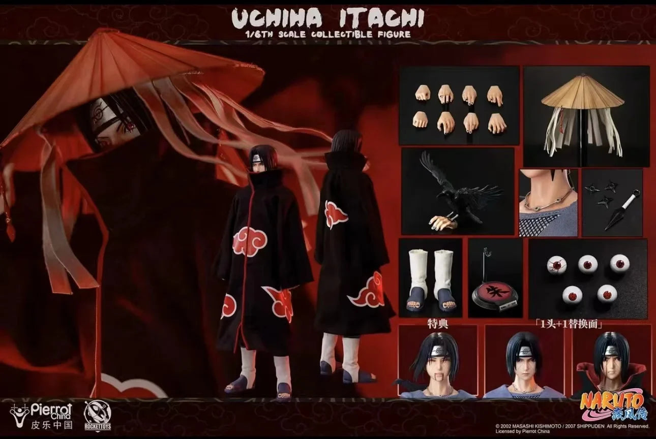 In Stock RocketToys ROC003 1/6 Scale 33cm Japanese Anime Ninja Warrior Uchiha ITACHI Action Figure Model for Fans Gifts