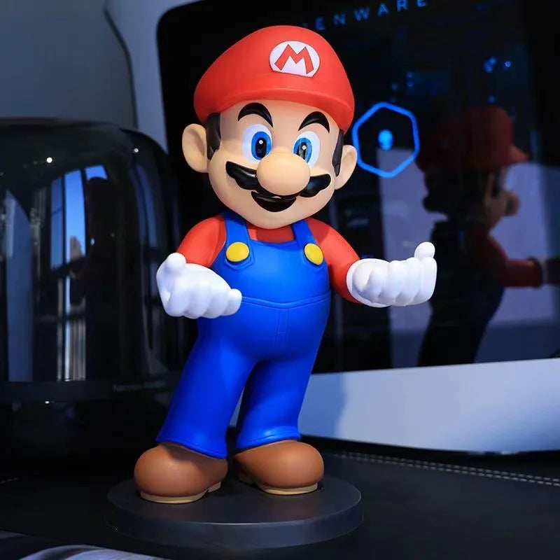31cm Super Mario Action Figure Toys Game Controller Mobile Phone Holder PVC Model