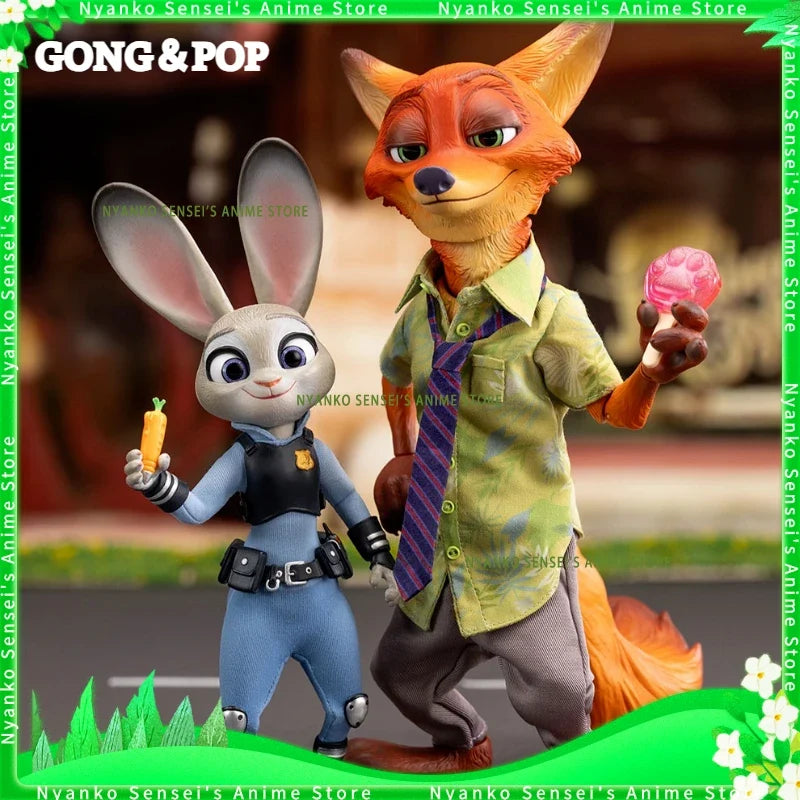 GONG & PoP Original Zootopia Judy Nick Set Cloth Action Figure Anime Model Trendy Toys Desktop Doll Collectibles In Stock