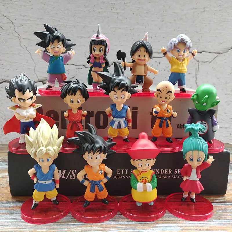 7CM Q-version Dragon Ball Z Super Saiyan Son Goku Anime Figure Vegeta IV Son Gohan Majin Buu Action Figurine Model Gifts Toy