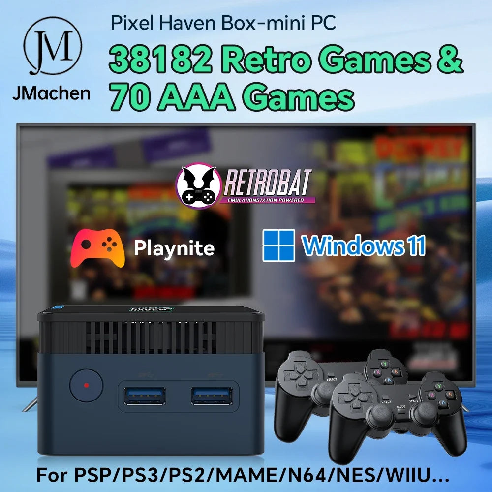 JMachen Retro Video Game Console For N64/PS3/PS1/PSP/MAME/NDS/WIIU Portable Mini PC With 38252 Retro Game&48 Emulators Plug&Play