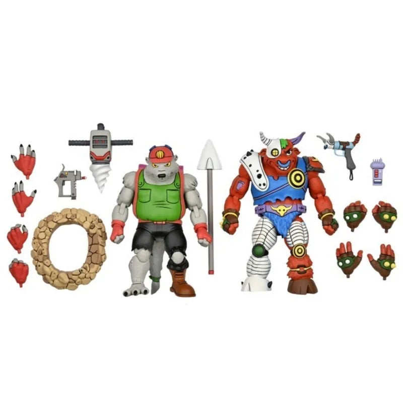NECA 54199 Toys Teenage Mutant Ninja Turtles 1987 Action Figure 2-Pack Dirtbag & Groundchuck 18 cm Original Doll Collection Gift