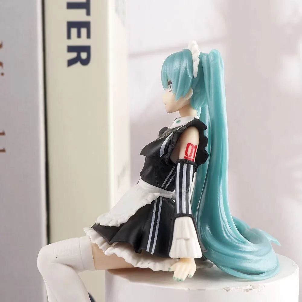 14cm New Anime Hatsune Miku  Virtual Singer Manga Sitting posture Model Toys computer desk cake  decoration cute toys free ship