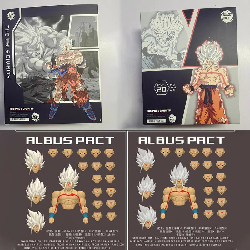 Black Hole Toys Studio Dragon Ball Son Goku Action Figure White God Pvc Upper Body Plainface Carving SHF Accessory Kit Toy Gift
