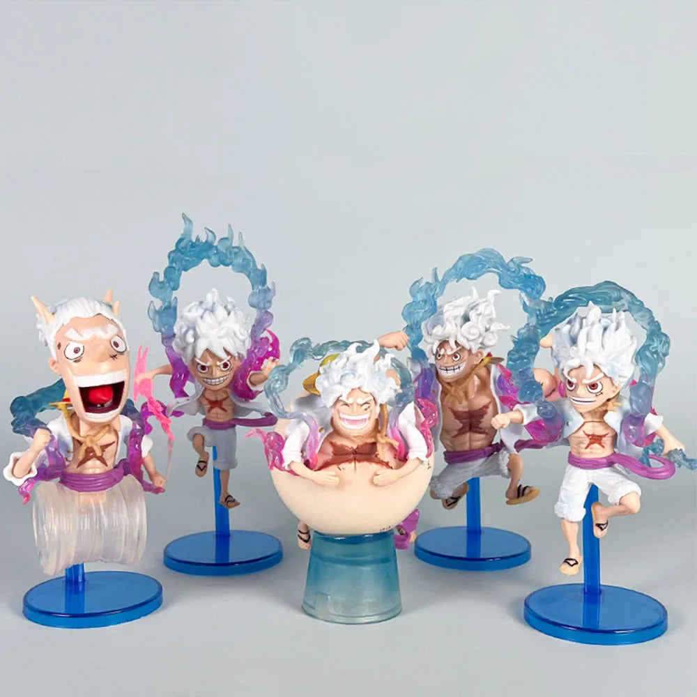 Anime Figure One Piece Q-Version Nika Luffy Five Level Sun God Gradient Special Effects Scenery Model Ornament