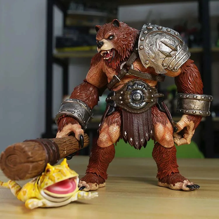 In Stock Memory Toys Adventurers World Brown & White Bearkin Warrior Shardclaw 21CM Articulated Action Figure Model Toy