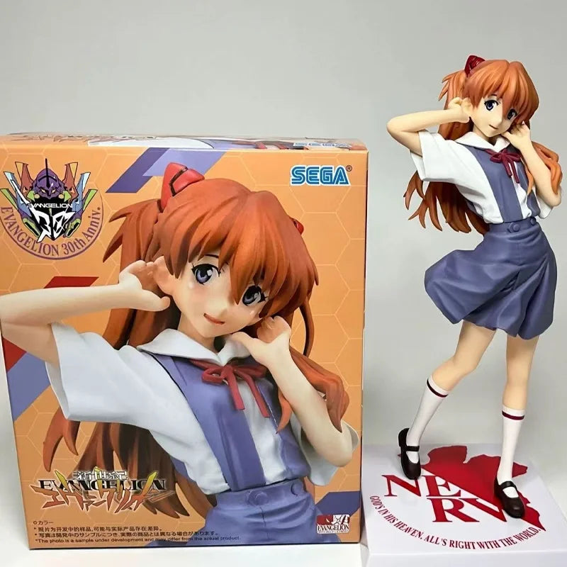 Genuine Original Sega Neon Genesis Evangelion Xstellar Soryu Asuka Langrey Uniform Ver Anime Figure Model Desktop Ornament Gift