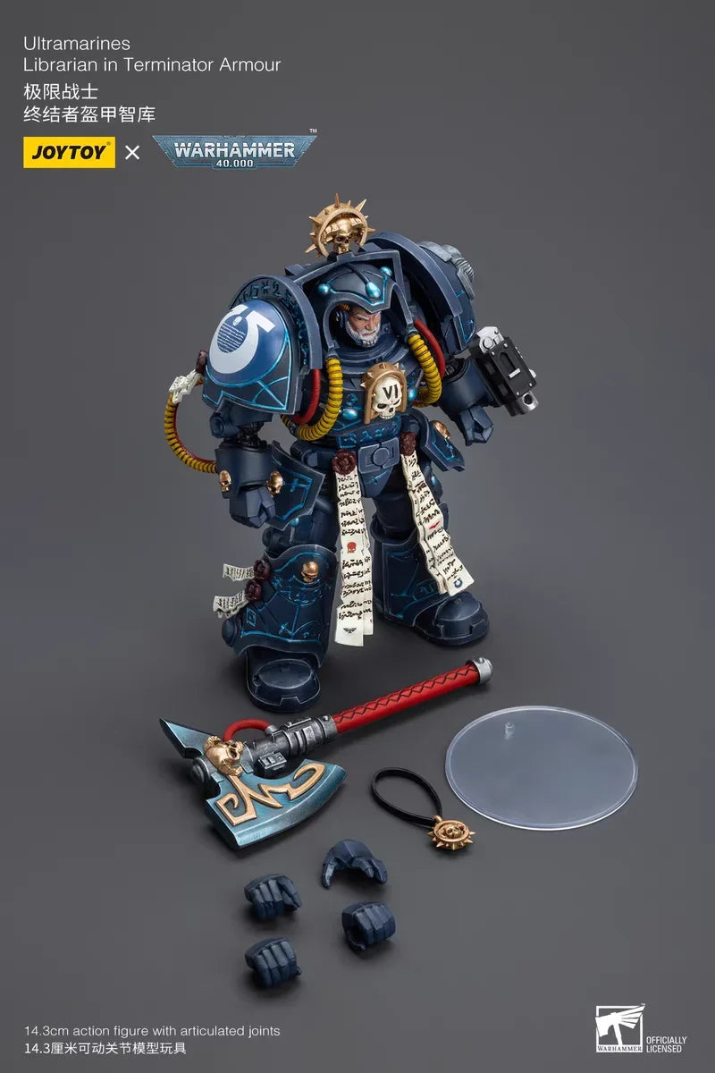 JOYTOY 1/18 Action Figure Warhammer 40K Ultramarines Librarian in Terminator Armour Toys Model Gifts Collection Ornaments