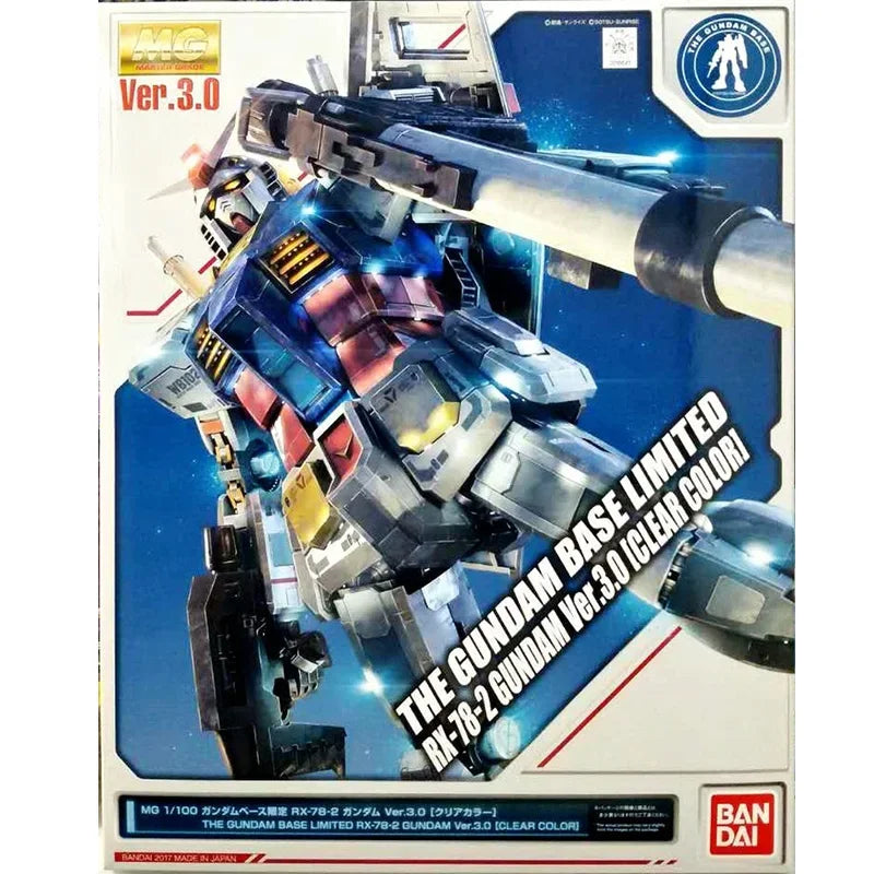 Bandai Gundam Assembled Model Figure MG 1/100 RX-78-2 Gundam 3.0 Ver Clear Color Base Limited Genuine Model Collection Ornaments