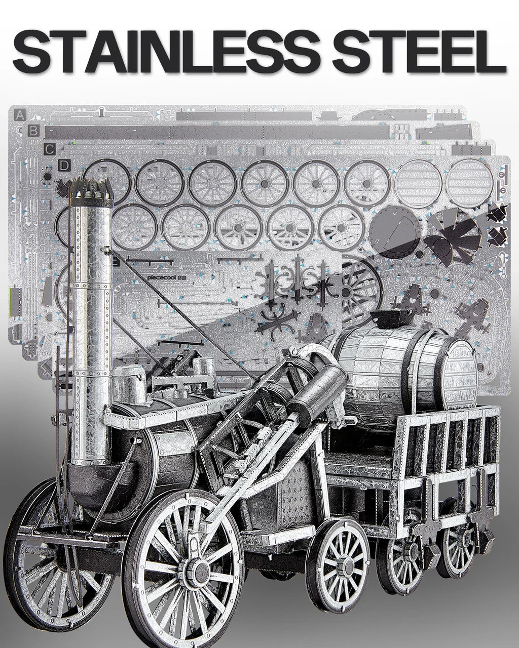 Piececool Metal 3D Puzzles Rocket (Lokomotive) Diy Assembly Metal Model Kits DIY Jigsaw Building Blocks Best Gifts for Adult
