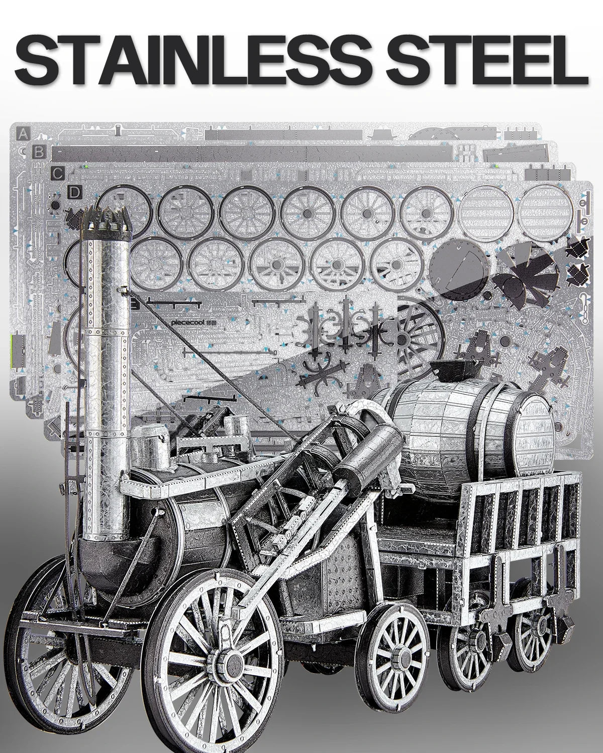 Piececool Metal 3D Puzzles Rocket (Lokomotive) Diy Assembly Metal Model Kits DIY Jigsaw Building Blocks Best Gifts for Adult