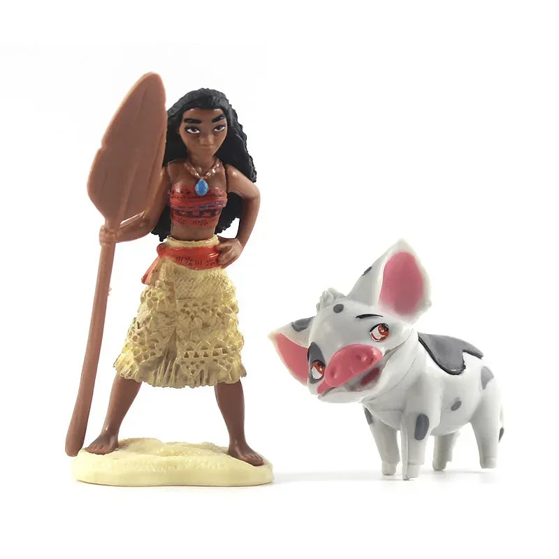 Disney Moana Action Figure 6pcs/set Anime Figure Demigod Maui Moana Waialiki Heihei Model Dolls Kids Toys Cake Decoration Gifts
