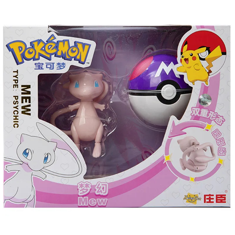 18 Styles Pokemon Anime Deformation Figures Pikachu Eevee Mewtwo Greninja  Pokeball Figure Pet Action Model Toys Childrens Gifts