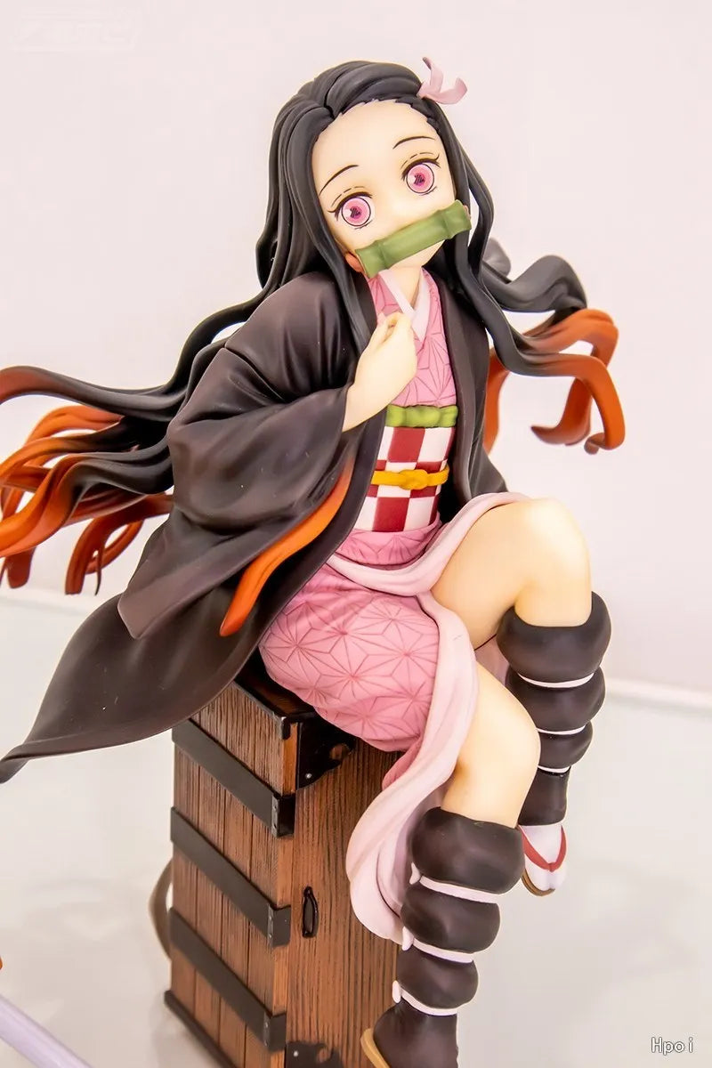15CM Demon Slayer Kamado Nezuko Sitting Model Toy PVC Figure Toy Gift Collection Box Decoration Desktop Collection Decoration