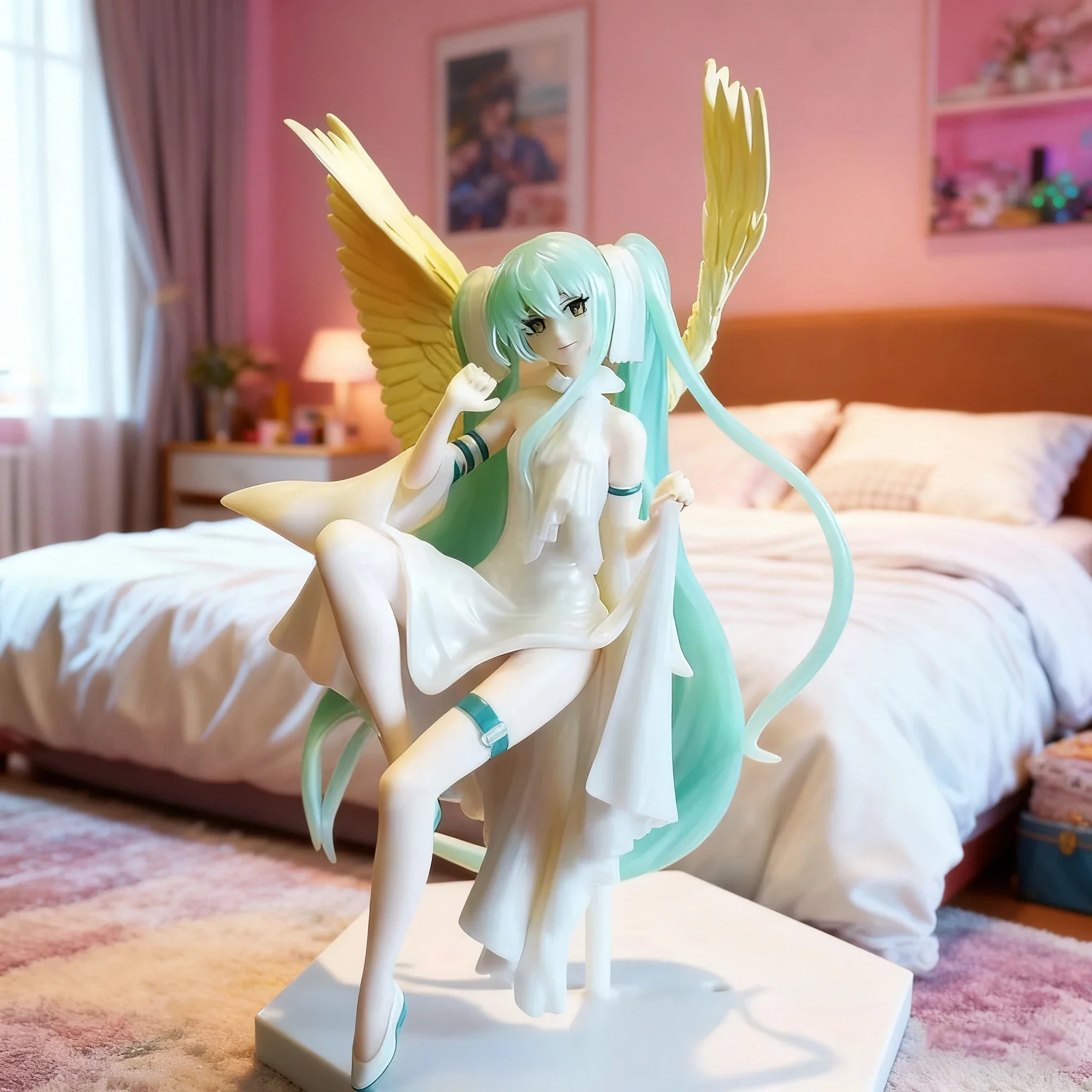 New Hatsune Miku Anime Figure Light and Dark Beautiful Angel Girl Action Figure PVC Collectible Doll Ornaments Toys Gifts