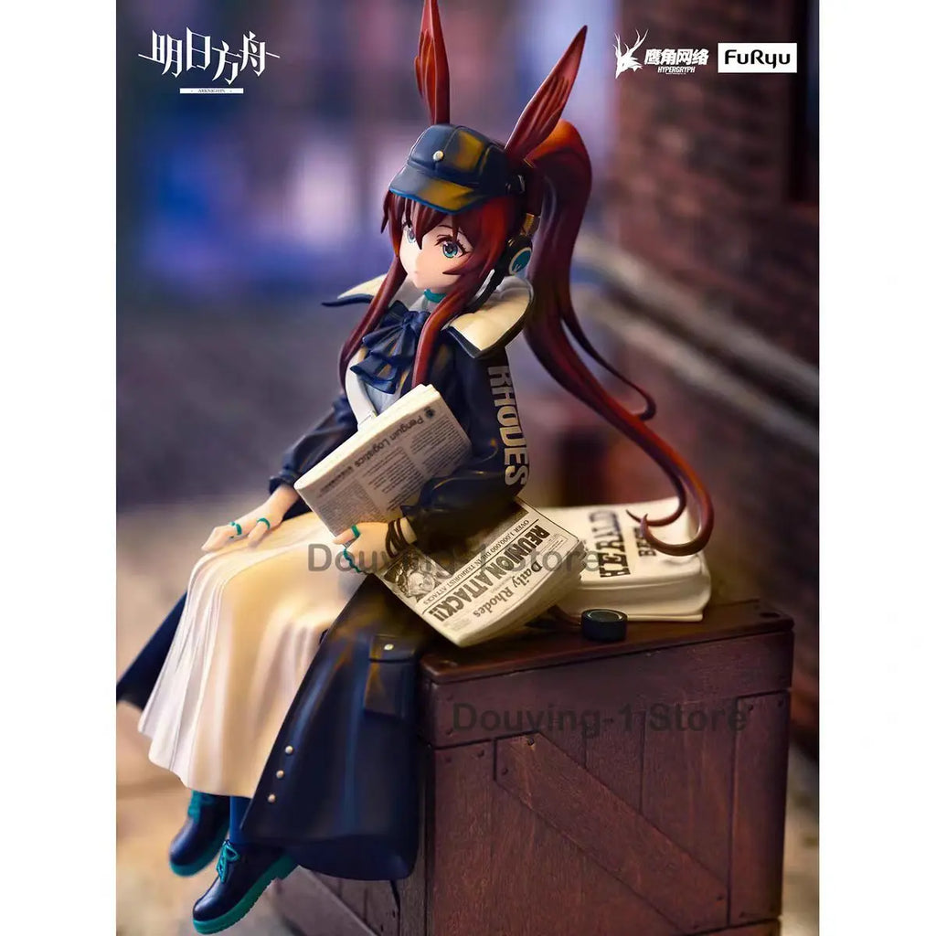 In Stock FURYU Arknights Amiya Sitting posture News delivery person Ver. Desktop ornaments Anime Figure Collection Model Gift