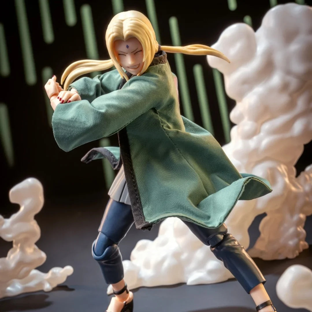 Naruto Shf Anime New Handmade Tsunade Coat Cloak Can be styled freely hat Clothes Built In Iron Wire Is Suitable for 1/12 Toys