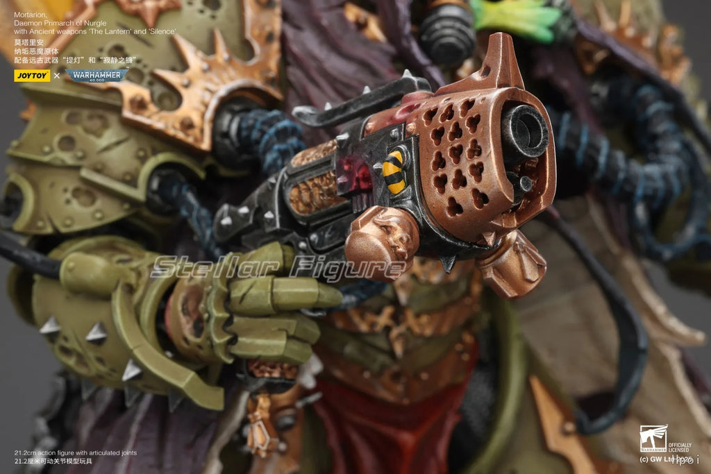 【SF】JOYTOY Warhammer 40K 1/18 Action Figure Mortarion Daemon Primarch of Nurgle with Ancient Weapons‘The Lantern' and ‘Silence'
