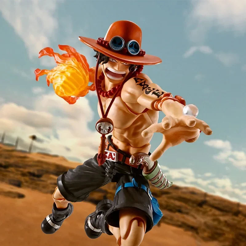 Bandai SHF S.H.Figuarts  PORTGAS.D.ACE FIRE FIST Figure Finished Model Anime Action Toy Gifts for kids  SOLDIER SET