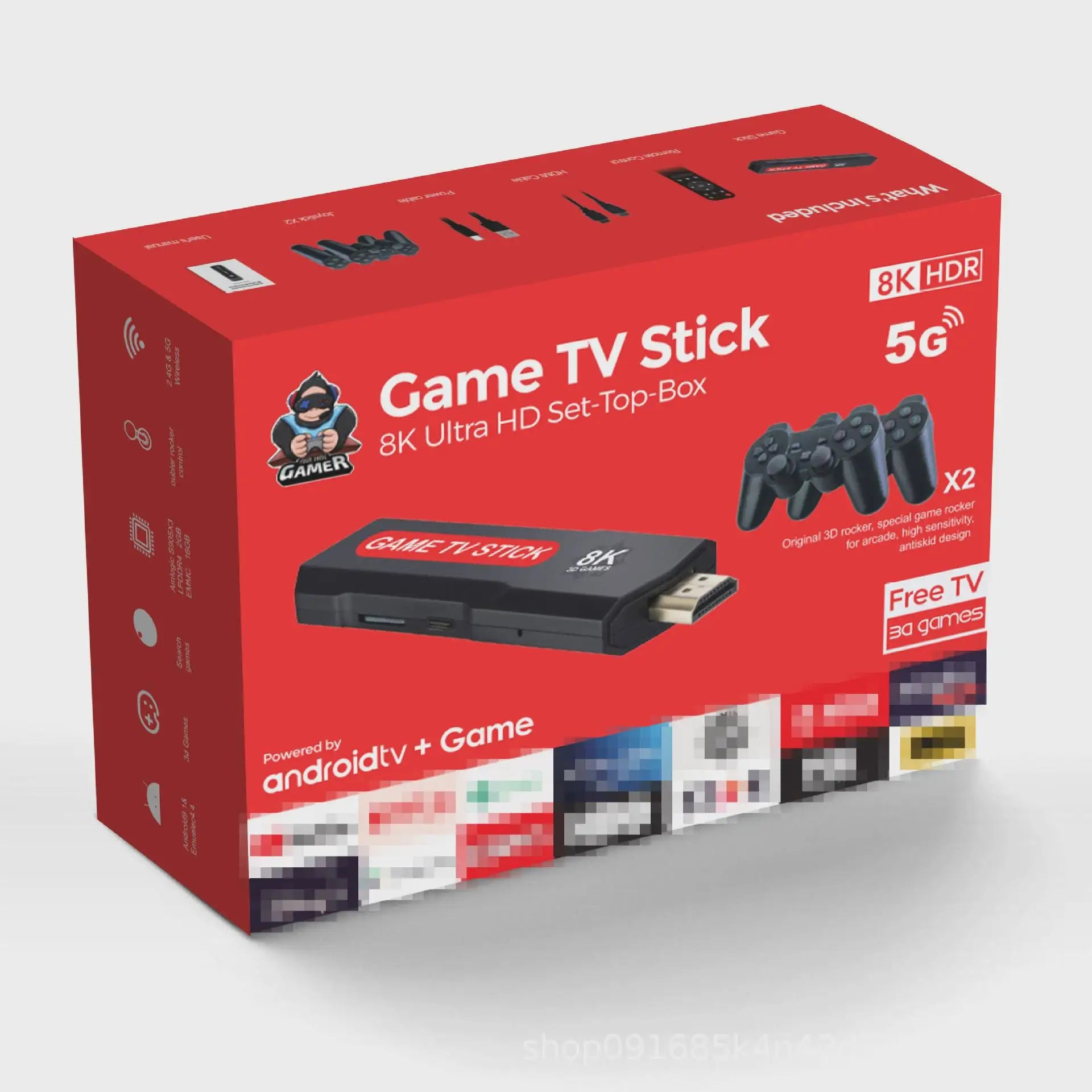 X2 Game Stick Classic 4K Retro Game 5G WiFi Video Game Console Wireless Handheld Gamepads Dual System(Game and TV System)