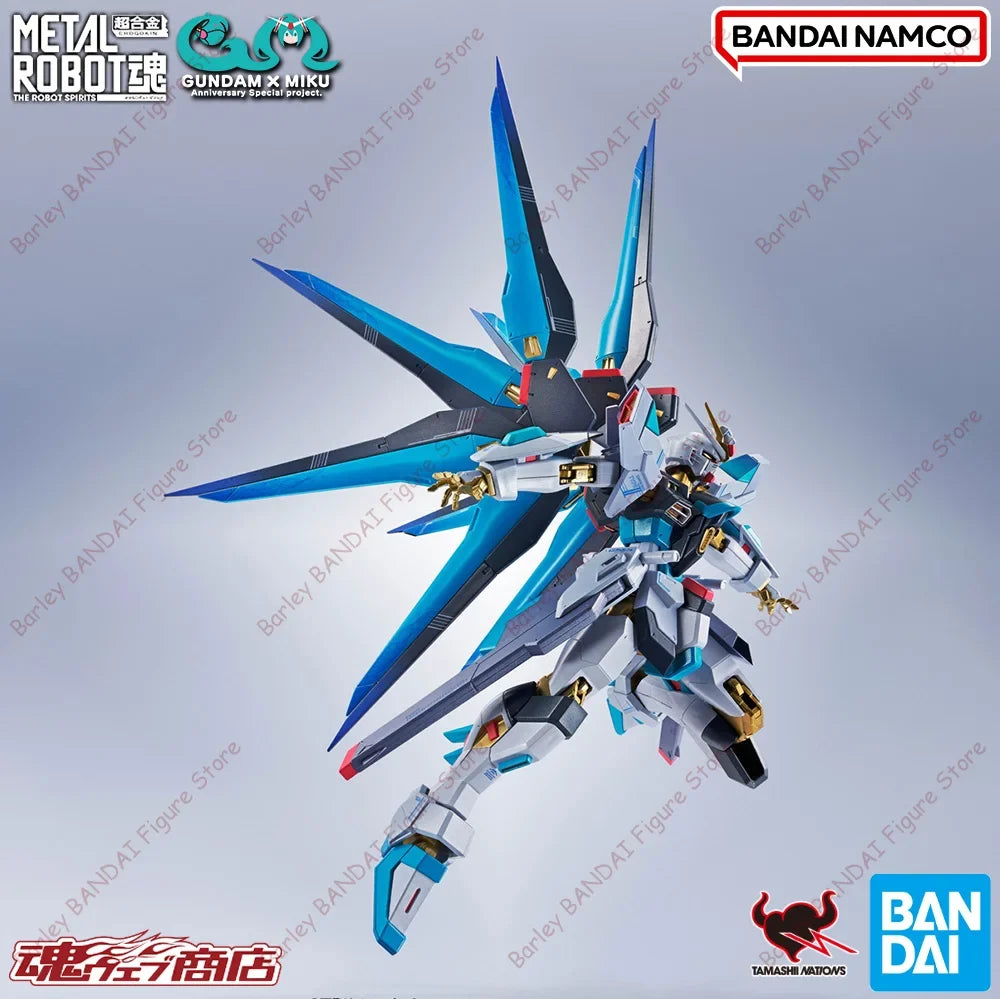 Original In Stock BANDAI METAL ROBOT MR SIDE MS STRIKE FREEDOM GUNDAM TYPE II HATSUNE MIKU Ver. Articulated Mecha Model Toy Gift