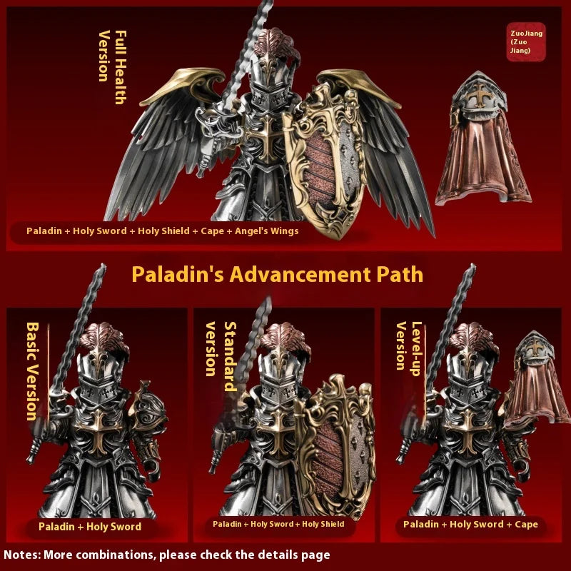 Detachable Metal Paladin Crusader Knight Figurine Chinese Style Desktop Ornament Collectible Action Figure Model Toy Gift