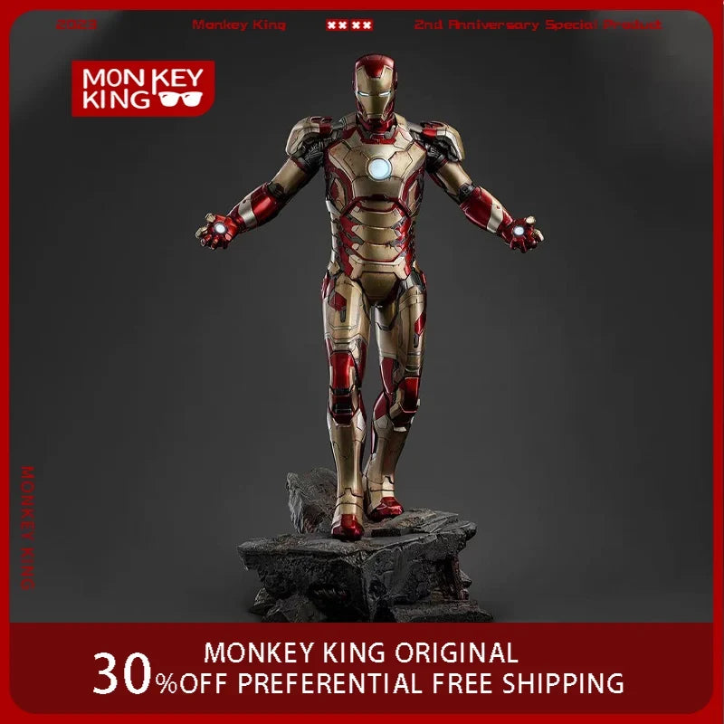 1/4 Marvel Comics Figure Iron Man Can Glow High-end Resin Anime Collection Model Desktop Ornaments Holiday Gifts Children Toys