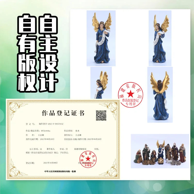 Christmas Nativity Scene Set - Resin Manger Figurines, Holiday Gift Box for Home/Church Decor