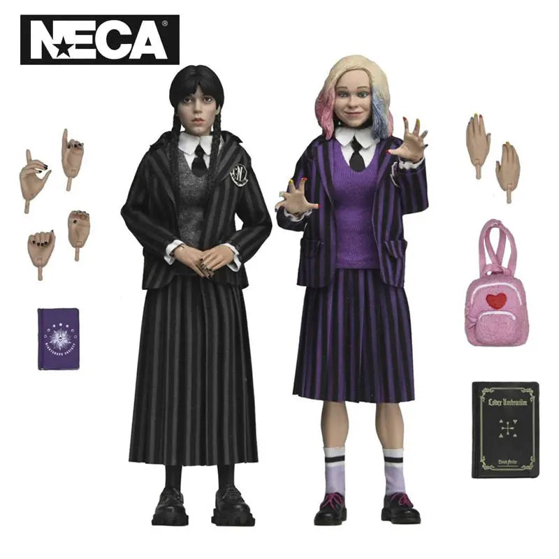 NECA 42420 Toys Wednesday Action Figures 2 Pack Wednesday Addams Nevermore Uniform And Enid 20 cm Action Figures Collection Doll