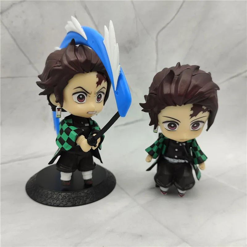 10pcs/set Anime Demon Slayer Kamado Nezuko Kamado Tanjuurou Battle Version Action Figure Collectible Models Toys About 9 cm