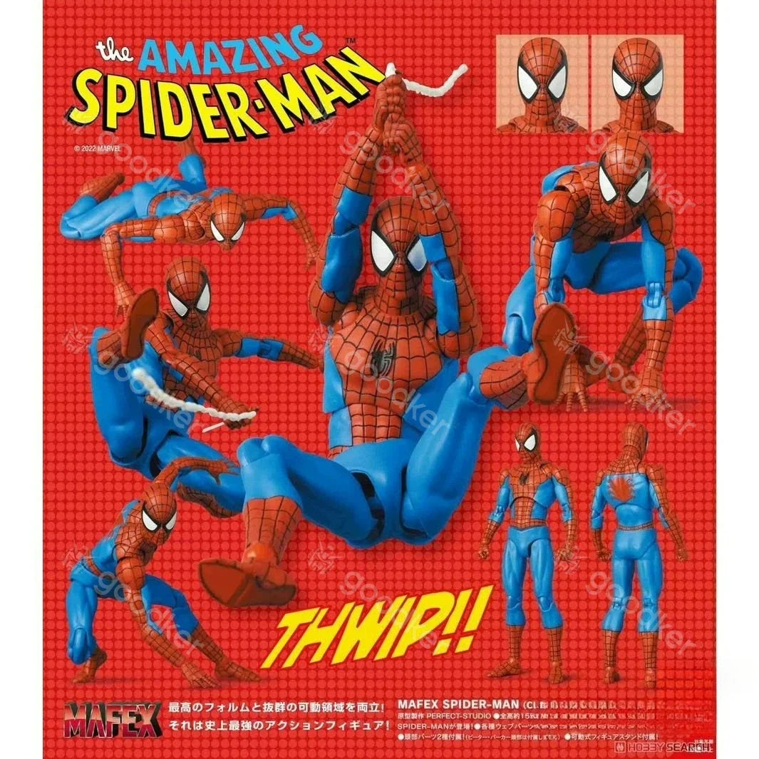 Classic Spider-Man Comics 6-inch Moving Figures Red and Blue Suit  Medicom MAFEX No. 185 in Stock
