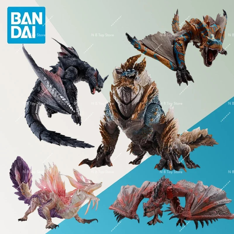 In Stock Bandai Genuino Shm Monster Hunter Mizutsune Nargacuga Ray Wolf Action Figures Anime Model Collection Child Toys