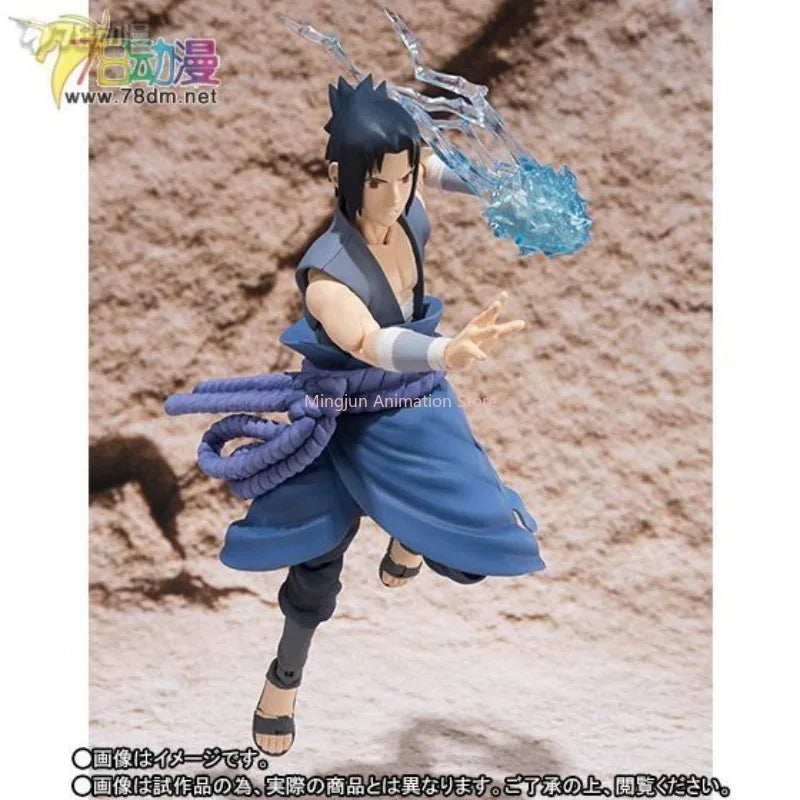 In stock Original Bandai S.H.Figuarts Naruto Uchiha Sasuke (Itachi Battle) Model Decoration Action Figure Toy Collection Gift