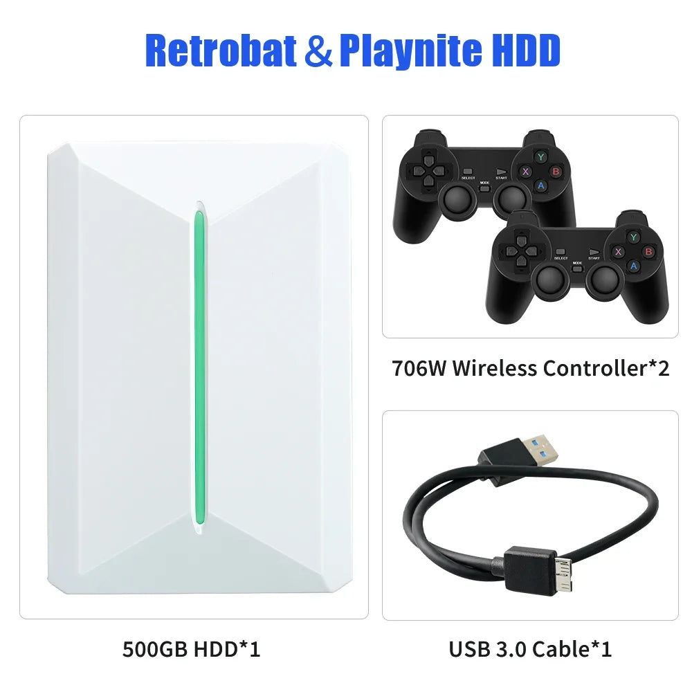 Retrobat＆Playnite System HDD Retro Game Console for PS3/PS2/WIIU/WII/Switch/MAME 50+Emulators 38293 Games＆42 AAA PC Games for PC