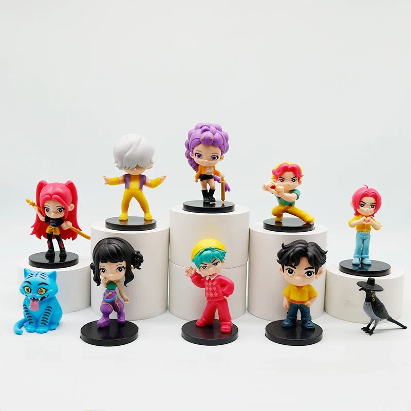 Hot 10pcs/Set Q Version Demon Hunters Action Figure PVC Toy Derpys Rumi Mira Zoey Sussy Figurine Doll For Fans Gift Childen Gift