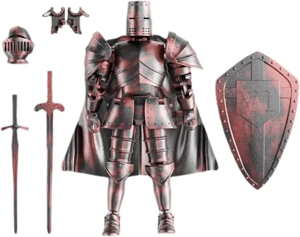 Knight Armor Action Figure - DIY Multi-Jointed Movable Robot with Medieval Armor Poseable Collectible Toy for Kids & Adults