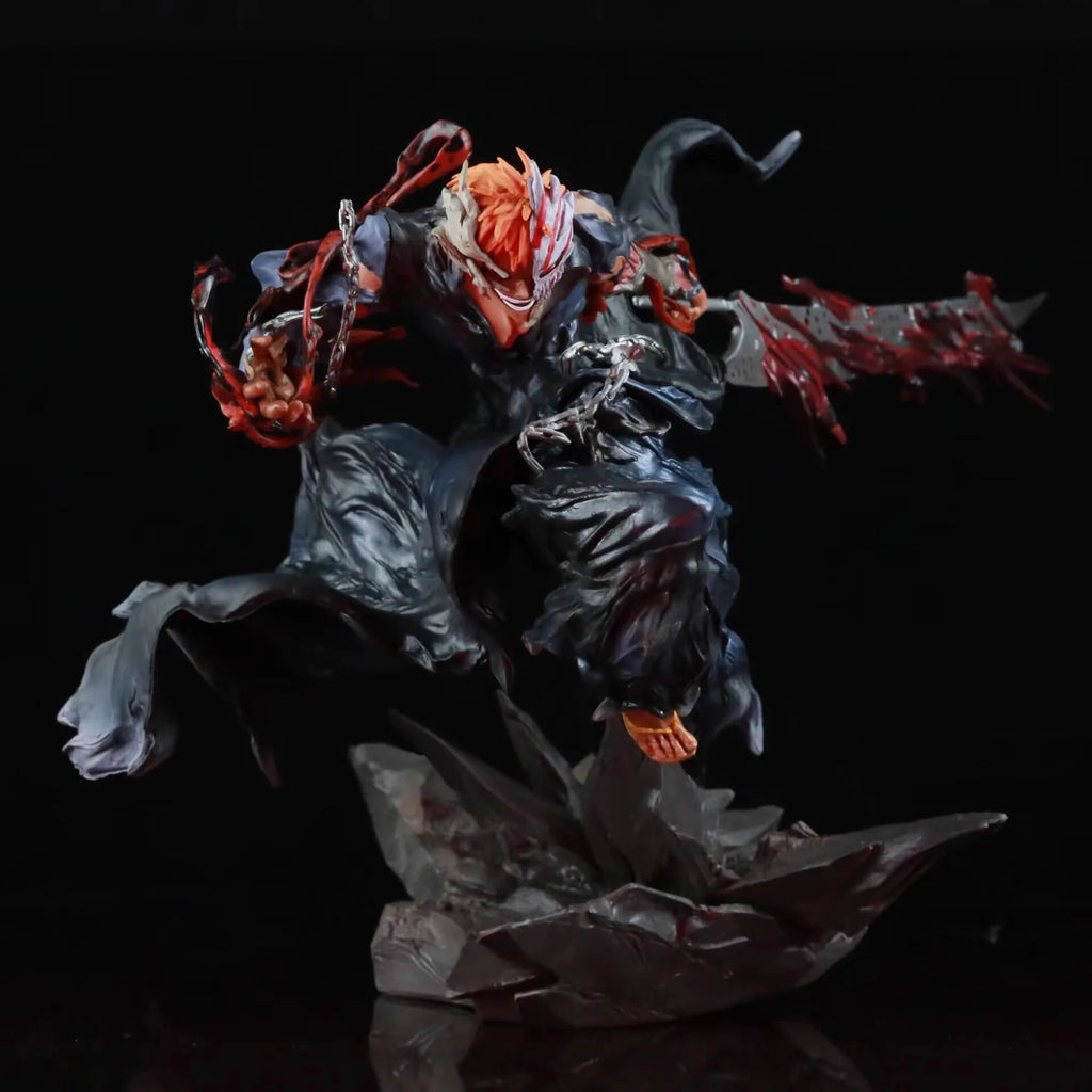 Bleach Anime Collectible Iron Curtain Ichigo Kurosaki Orange Hair Sword Man Statue Model Figure Desktop Decor Gift