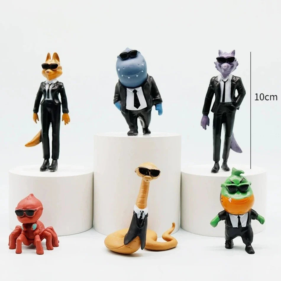 6pcs Movie The Bad Guys action figure Toys Kawaii Wolf Piranha Snake Shark Tarantula Anime Doll PVC Animal Toy birthday  Gift