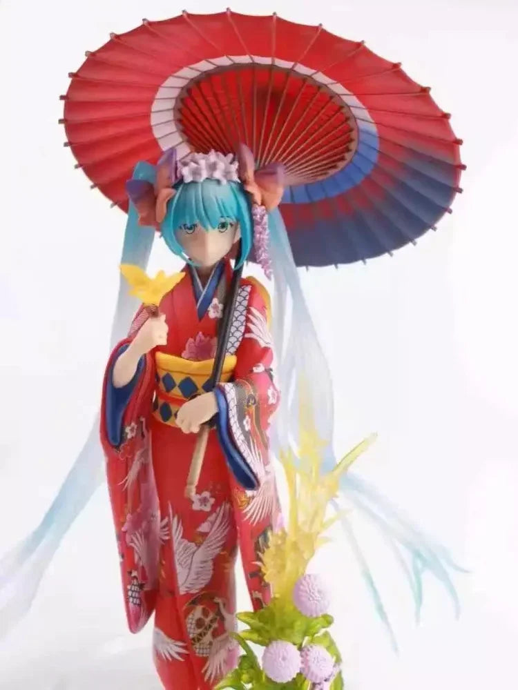 Hatsune Miku Family Anime Girl Figures Multi Color Bathrobe Kimono Action Figures Car Decoration Figurines Model Kids Toys Gift