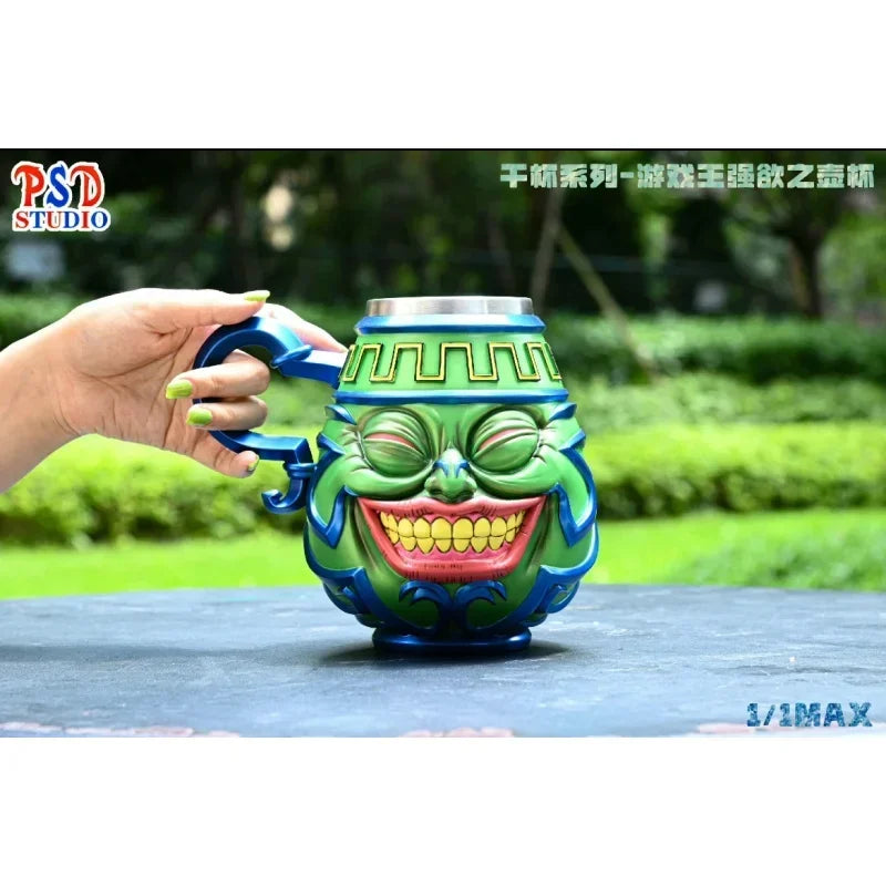 19cm Yu-gi-oh! Duel Monsters Pot Of Greed Anime Action Figure Statue Ornament Cup Model Garage Kit Doll Toys Gift Cool